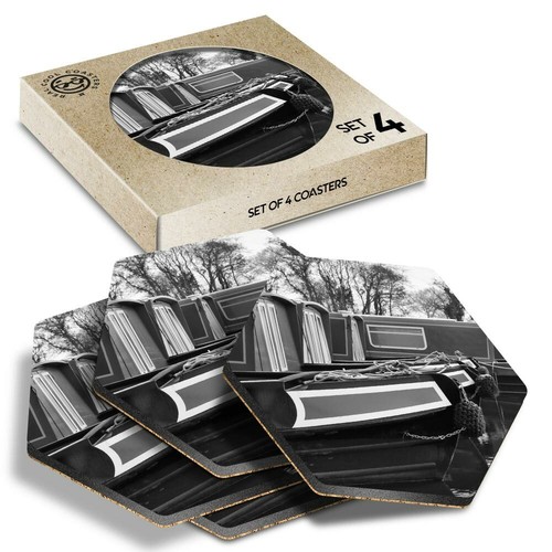 Hexagon coasters bw - x,