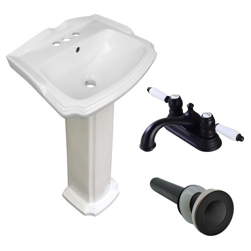 Small white pedestal bathroom - white,