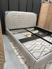 Swoon Hinkley Boucle Super King Bed, Natural - Brass Legs RRP1119