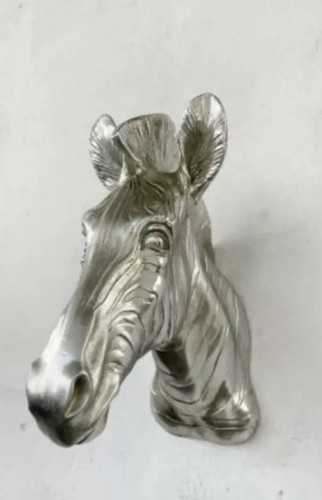 Antique silver zebra head - silver,