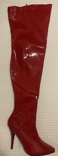 Pleaser red patent thigh high - red,