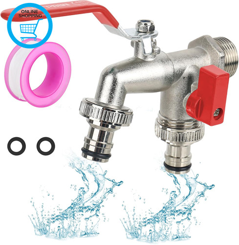 Double garden tap - double, 3/4inch