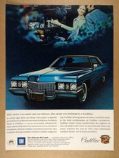 1972 Cadillac Coupe DeVille blue car photo vintage print Ad