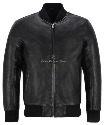 Men bomber leather - 70's,