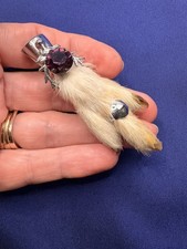 Mizpah Vintage Brooch Lucky Grouse Foot With Stag Head And Purple Stone