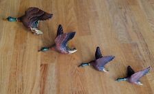 Mallard Flying Duck Set of 4 MCM Wood Wall Hanging Folk Art Nice