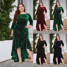 Women's Velvet Party Christmas Long Maxi Fishtail Sparkly Dress PLUS SIZE 14-26