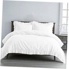 White ruffle trim twin - ,