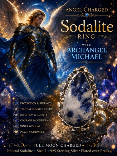 Angel charged sodalite ring - angel,