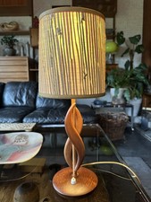 Rare Vintage 1960s 1970s Danish Teak And Copper Table Lamp Base