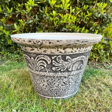 Stone Effect Round Planter Plastic Outdoor Garden Plant Flower Pot Large 40cm 