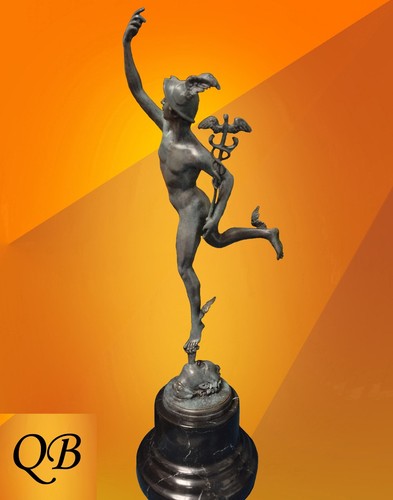 Art deco bronze mercury statue - art,