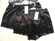 New Loving Moment Black Silky Satin Lace Edge French Knickers  10/12 14/16 18/20