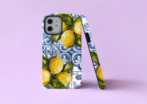Italian tile and lemons blue - tile,