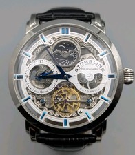 Stuhrling Original Anatol 371 Legacy Automatic Skeleton Watch Leather Strap Mens