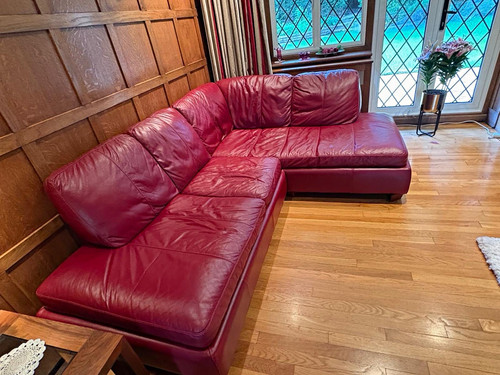Red leather corner - leather, l