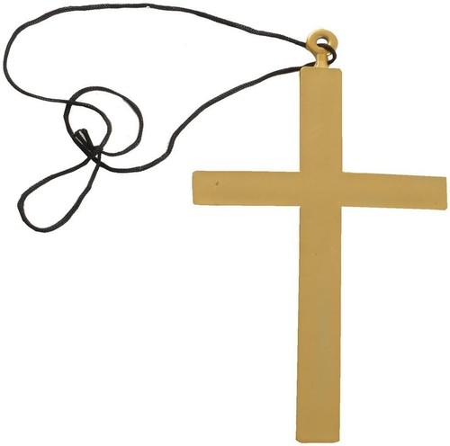 Brown plastic cross necklace - brown,