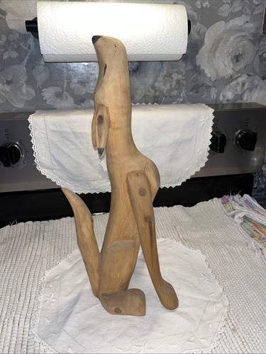Vintage carved wooden coyote - vintage,