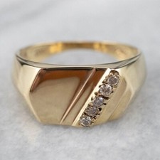 Diamond Pinky Ring Men 14K