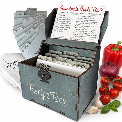 Vintage wooden recipe box - vintage,