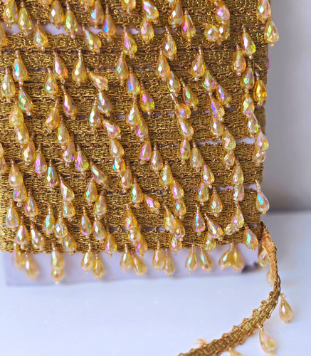 Gold beaded teardrop - gold,