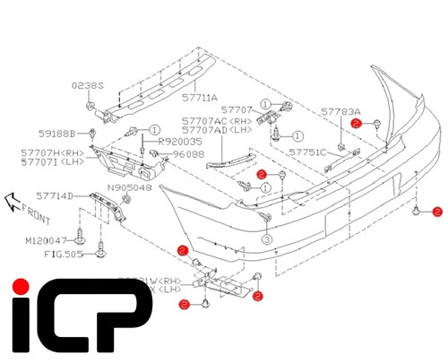 Rear bumper clips - bumper, fits