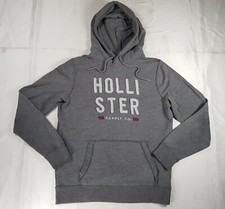 HOLLISTER SIZE MEDIUM 12UK WOMENS GREY HOODIE PULLOVER JUMPER EMBROIDERED