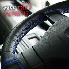 RENAULT CLIO II 98-10 BLACK PERFORATED GENUINE LEATHER STEERING WHEEL COVER BLUE