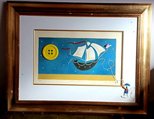 ADAM BARSBY Sailing by the Stars L/E 191/275 Altered Art 3d Button Moon