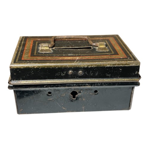 Vintage black metal cash tin - vintage,