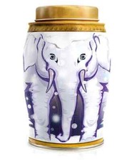 WILLIAMSON TEA ELEPHANT CADDY TIN 40 EARL GREY TEA BAGS - CHRISTMAS SNOW GLOBE