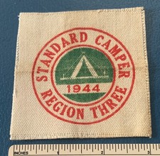 Vintage 1944 STANDARD CAMPER REGION THREE 3 Boy Scout Canvas PATCH BSA Scouting