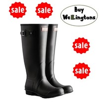 Hunter Wellies Ladies Original Tall Wide Wellington Boots Black UK 6