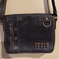 Tiding Brand Brown Full Grain Leather Business Briefcase Crossbody Messenger Bag