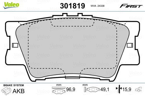 Valeo 301819 brake pad - 301819-oe,