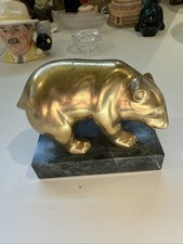 Brass Bear On marble stand