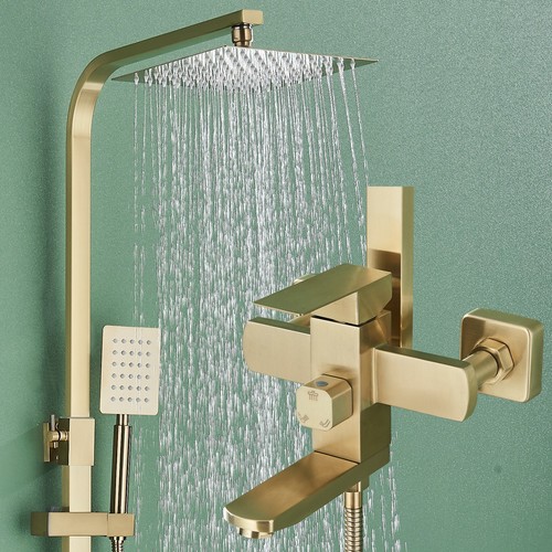 Brushed gold exposed bathroom - exposed,