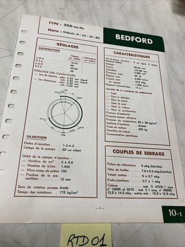 Technical sheet diesel engine