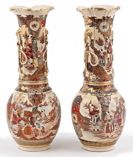 Pair japanese antique satsuma - pair,