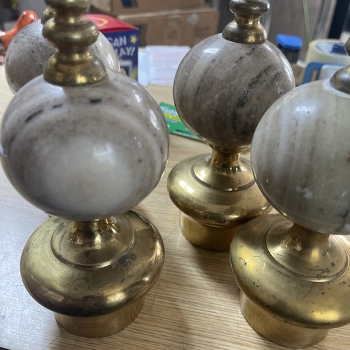 Antique brass marble finnials - antique,