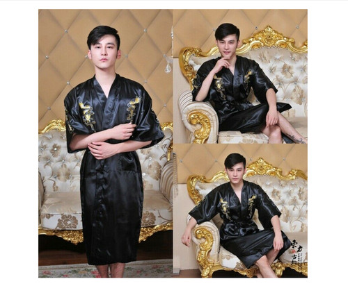 Silk satinmen dragon robe - satinmen,