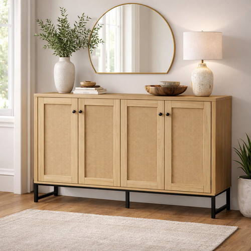 Sideboard cabinet rattan doors - cabinet,