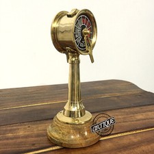Vintage Nautical Brass Telegraph with Real Wood Base, Retro Gift for Home,Office