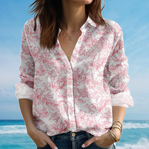 Pink toile jouy shirt - toile,