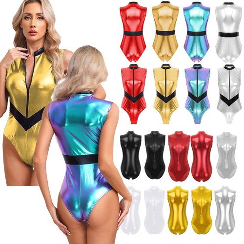 Women sleeveless wet look - sleeveless,