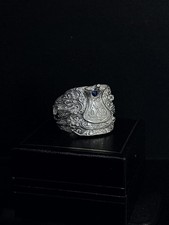 Sterling Silver Royal Blue CZ Saddle Ring