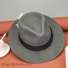 Wool Felt Fedora Trilby Hand Made Wider Brim Gents Hat Western cowboy Vintage