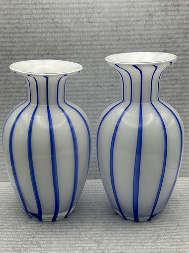 Pair blue striped loetz - of,