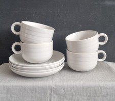 4 x Hornsea Swan Lake Cup & Saucers Replacement Grey Vintage Concept