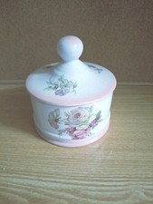 Vintage James Kent Old Foley Pink Rose Lidded Pot. Ceramic, Floral. Trinket